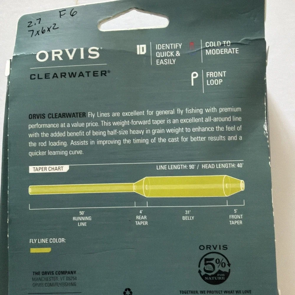 Orvis Clearwater Fly Line WF-3-F Moss 110GR Trout Floating Freshwater 2ZKE2103